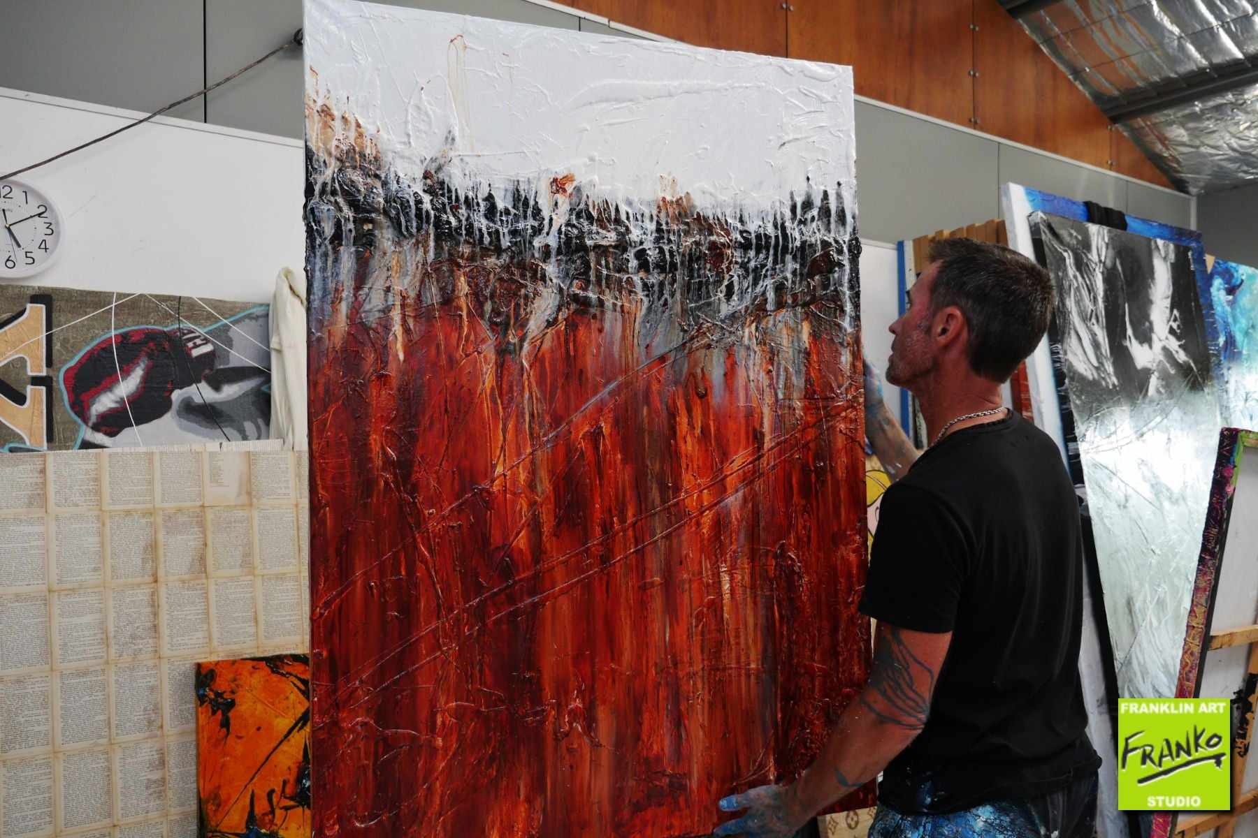 Rusty 140cm x 100cm Brown White Textured Abstract Painting (SOLD)-Abstract-[Franko Artist]-[Gold Coast]-[Brisbane]-[Huge]-Franklin Art Studio