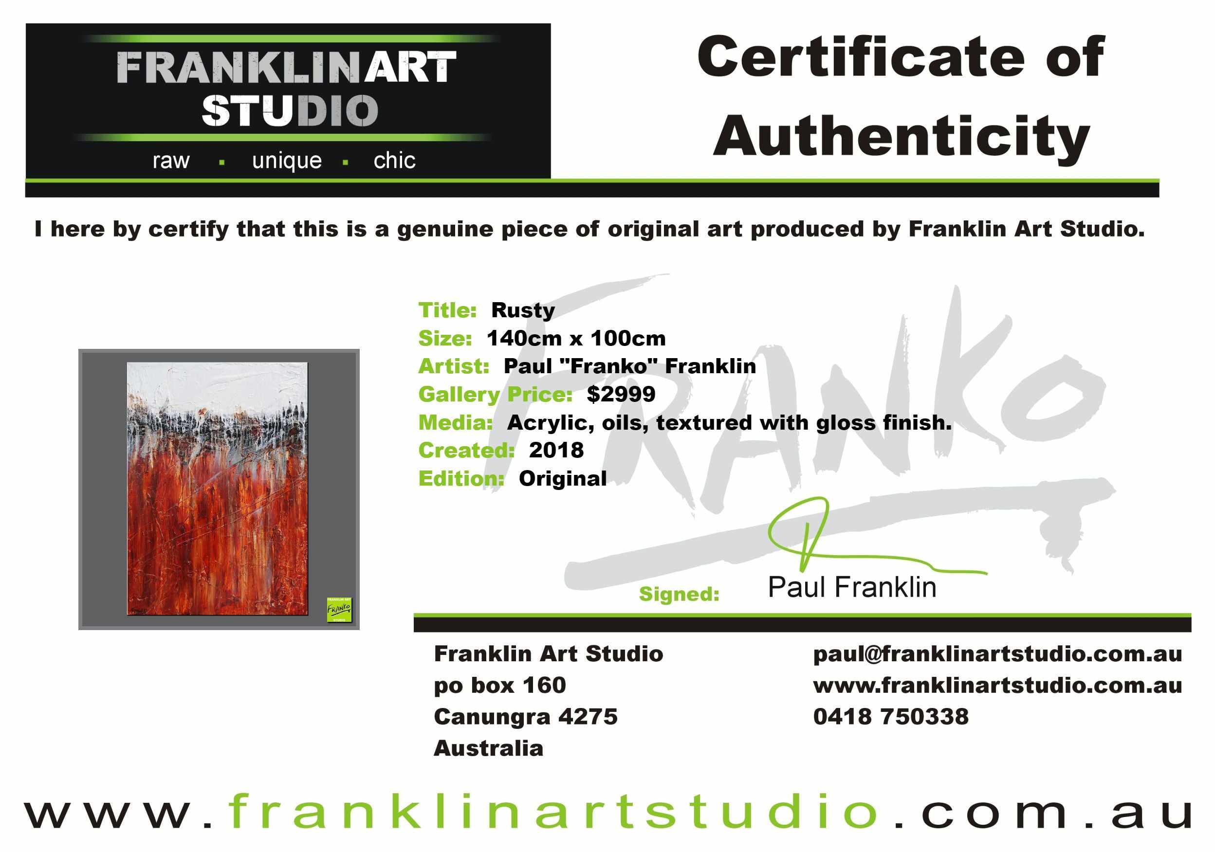 Rusty 140cm x 100cm Brown White Textured Abstract Painting (SOLD)-Abstract-Franko-[franko_art]-[beautiful_Art]-[The_Block]-Franklin Art Studio