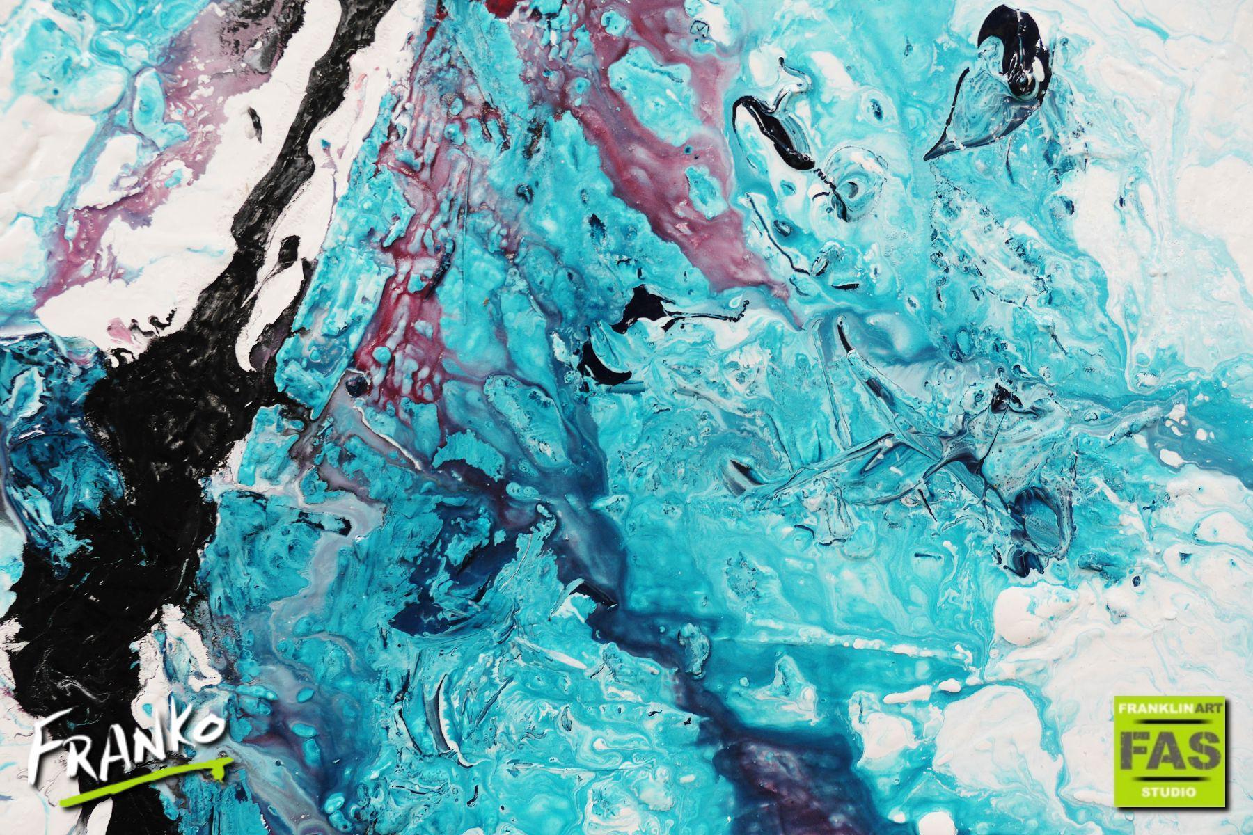 Salmon Moments 75cm x 100cm White Pink Abstract Painting (SOLD)-Abstract-[Franko]-[Artist]-[Australia]-[Painting]-Franklin Art Studio