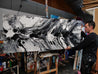 Salt and Nero 200cm x 80cm White Black Textured Abstract Painting (SOLD)-Abstract-Franko-[franko_art]-[beautiful_Art]-[The_Block]-Franklin Art Studio