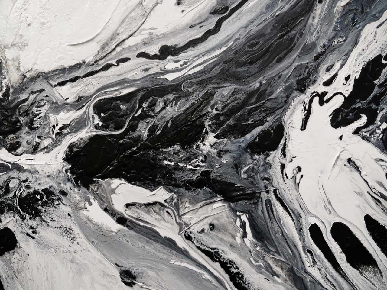 Salt and Nero 200cm x 80cm White Black Textured Abstract Painting (SOLD)