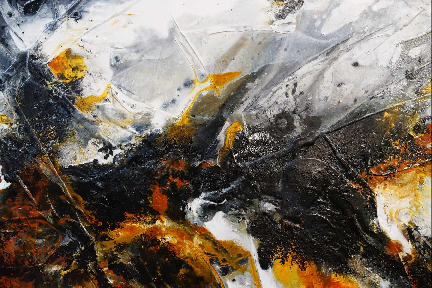 Salted Sienna 240cm x 100cm Sienna Black Textured Abstract Painting (SOLD)