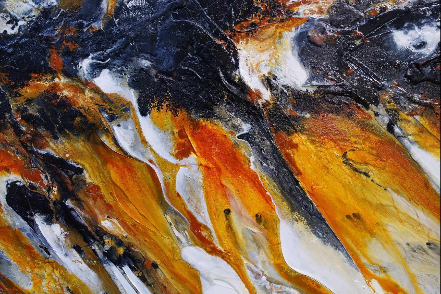 Salted Sienna 240cm x 100cm Sienna Black Textured Abstract Painting (SOLD)