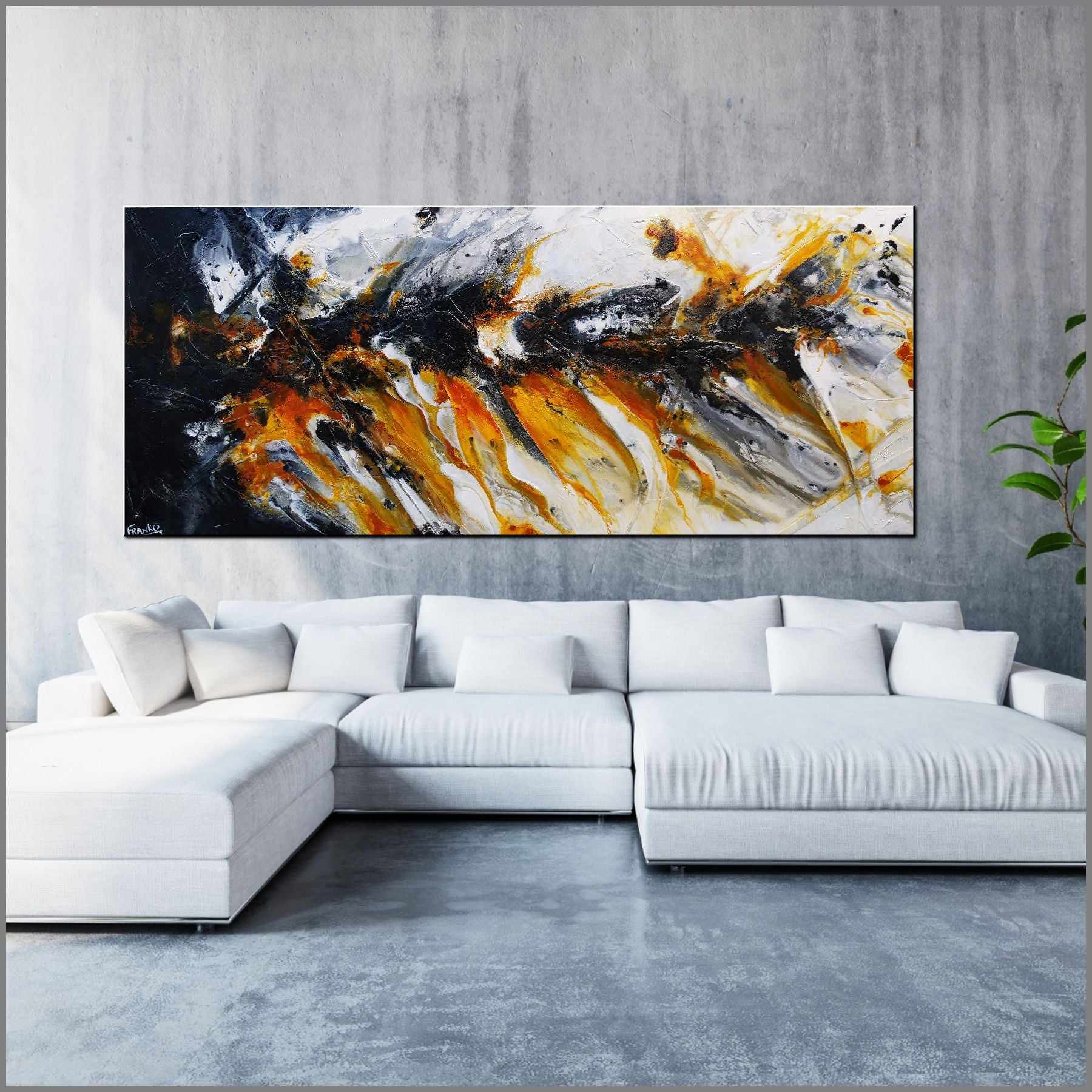 Salted Sienna 240cm x 100cm Sienna Black Textured Abstract Painting (SOLD)-Abstract-Franko-[huge]-[Australian]-[best Selling]-Franklin Art Studio