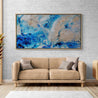 Sapphire Casbah 190cm x 100cm Blue Cream Textured Abstract Painting (SOLD NATALIE)-Abstract-Franko-[franko_artist]-[Art]-[interior_design]-Franklin Art Studio