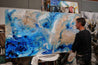 Sapphire Casbah 190cm x 100cm Blue Cream Textured Abstract Painting (SOLD NATALIE)-Abstract-Franko-[franko_art]-[beautiful_Art]-[The_Block]-Franklin Art Studio