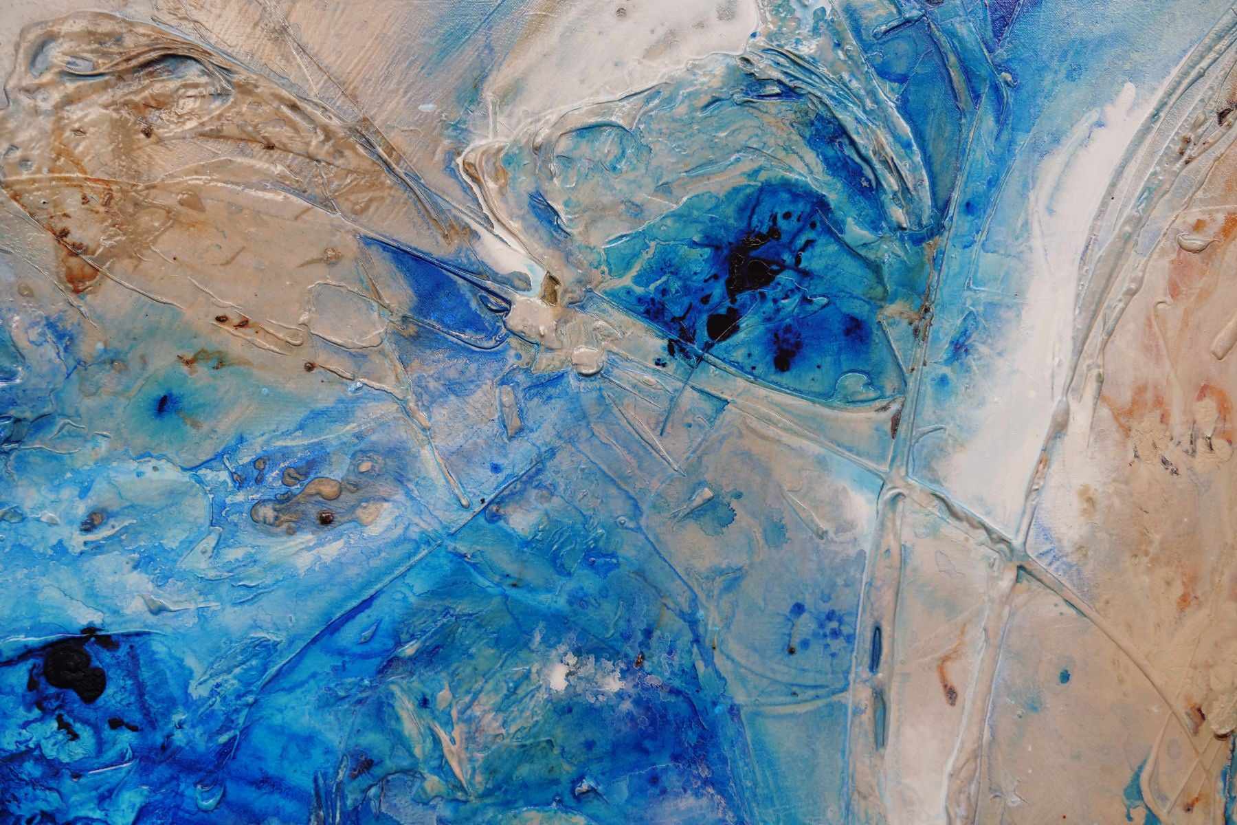 Sapphire Casbah 190cm x 100cm Blue Cream Textured Abstract Painting (SOLD NATALIE)