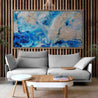 Sapphire Casbah 190cm x 100cm Blue Cream Textured Abstract Painting (SOLD NATALIE)-Abstract-Franko-[Franko]-[huge_art]-[Australia]-Franklin Art Studio