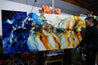 Sapphire Coast 240cm x 100cm Blue Sienna Textured Abstract Painting (SOLD)-Abstract-Franko-[franko_art]-[beautiful_Art]-[The_Block]-Franklin Art Studio