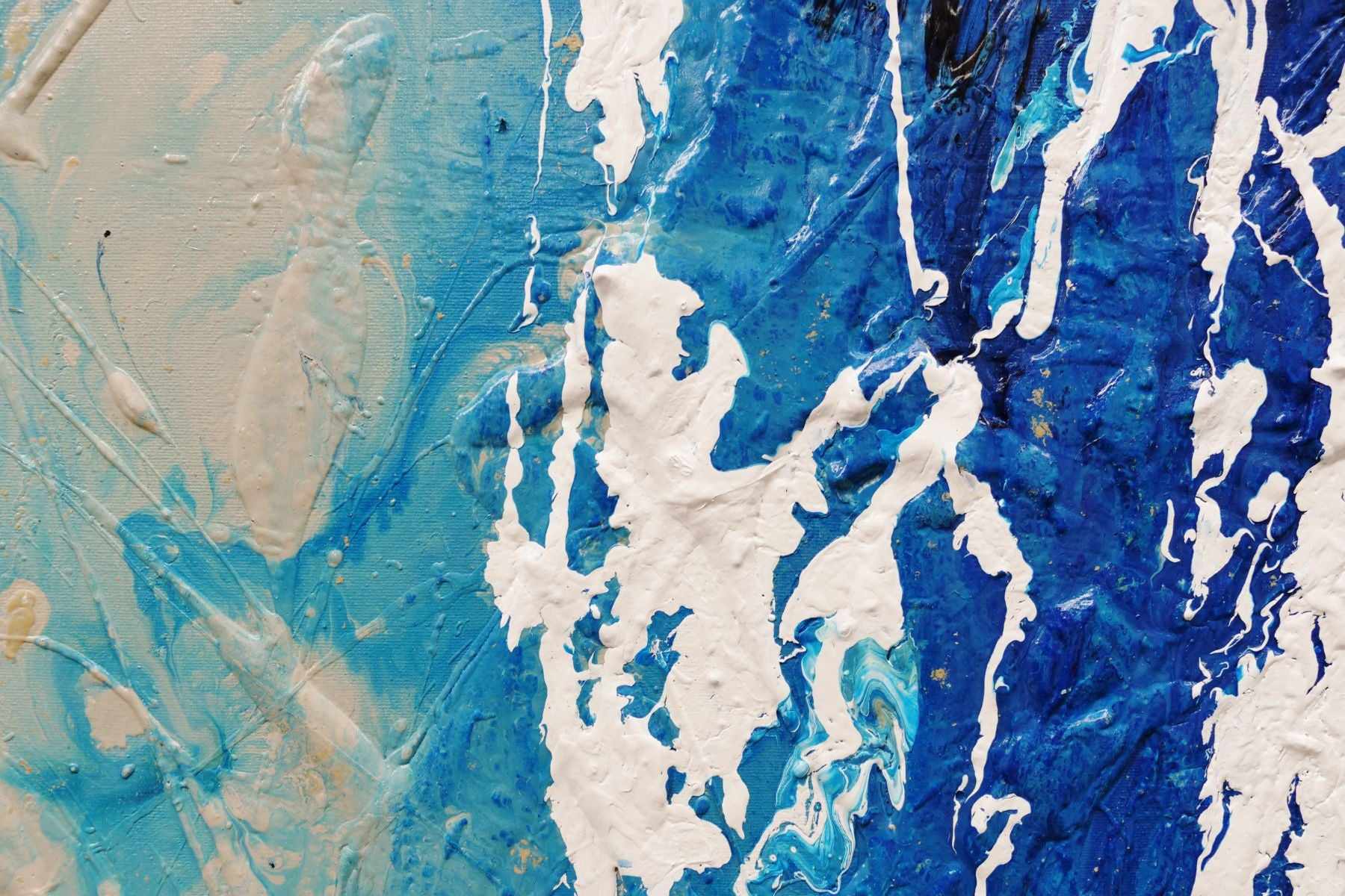 Sapphire Reef 140cm x 180cm Cream Blue Textured Abstract Painting (SOLD)