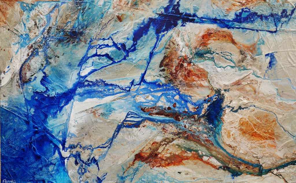 Sapphire Rust Outback 280cm x 170cm Blue Cream Textured Abstract Painting (SOLD)-Abstract-Franko-[Franko]-[Australia_Art]-[Art_Lovers_Australia]-Franklin Art Studio