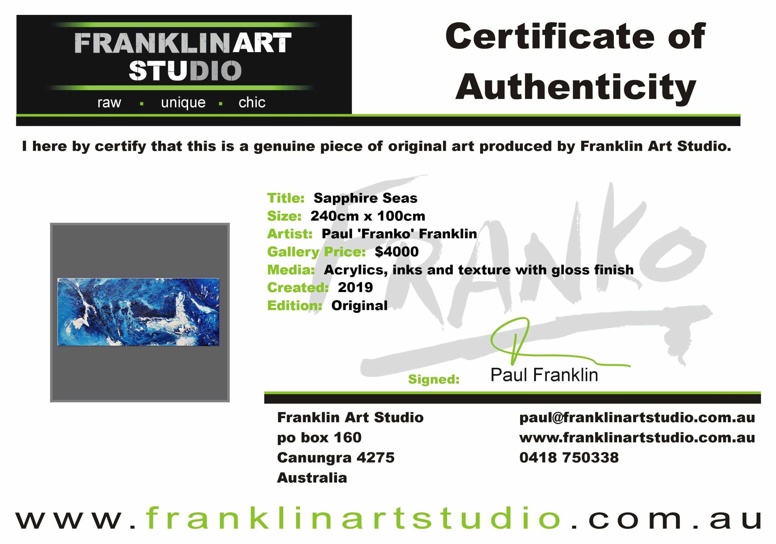 Sapphire Seas 240cm x 100cm Blue White Textured Abstract Painting (SOLD)-Abstract-Franko-[franko_art]-[beautiful_Art]-[The_Block]-Franklin Art Studio
