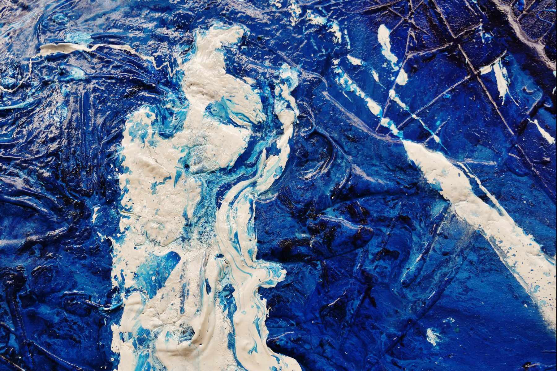 Sapphire Seas 240cm x 100cm Blue White Textured Abstract Painting (SOLD)-Abstract-[Franko]-[Artist]-[Australia]-[Painting]-Franklin Art Studio