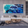 Sapphire Seduction 270cm x 120cm Blue White Textured Abstract Painting (SOLD)-Abstract-Franko-[Franko]-[huge_art]-[Australia]-Franklin Art Studio