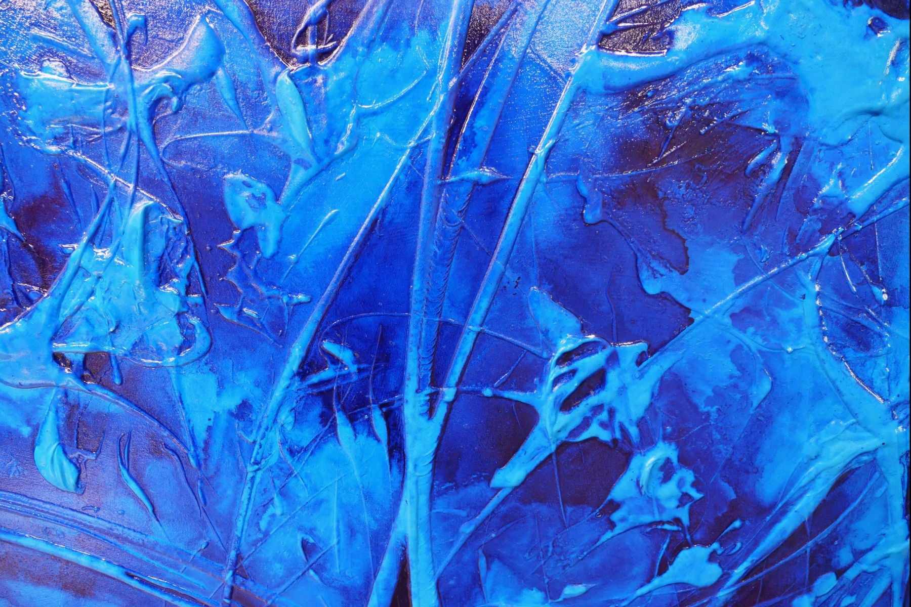 Sapphire Sugar 240cm x 120cm Blue Ink Textured Abstract Painting (SOLD)