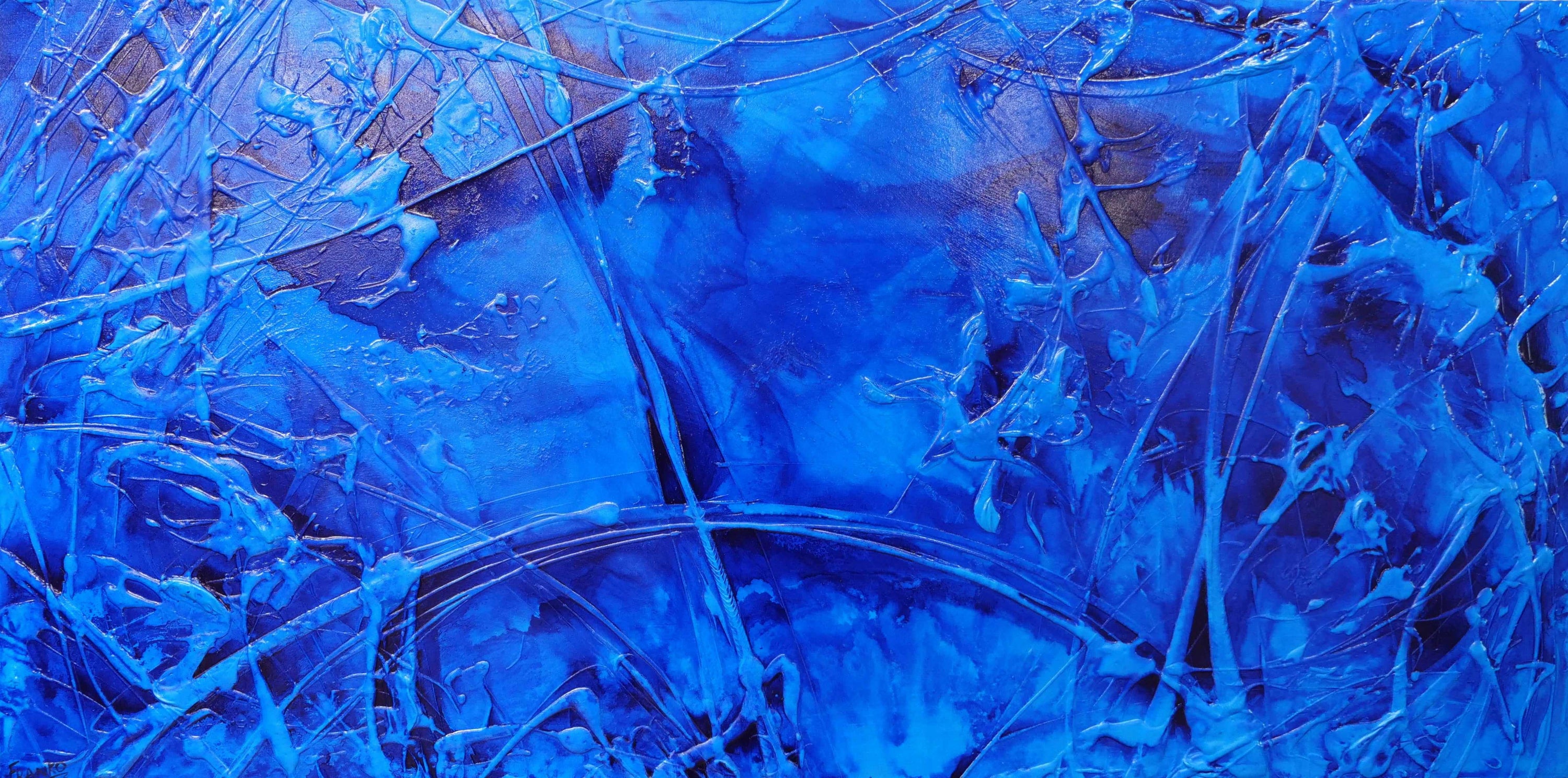 Sapphire Sugar 240cm x 120cm Blue Ink Textured Abstract Painting (SOLD)-Abstract-Franko-[Franko]-[Australia_Art]-[Art_Lovers_Australia]-Franklin Art Studio