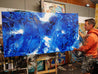 Sapphire Wash 190cm x 100cm Blue Ink Textured Abstract Painting (SOLD)-Abstract-Franko-[franko_art]-[beautiful_Art]-[The_Block]-Franklin Art Studio
