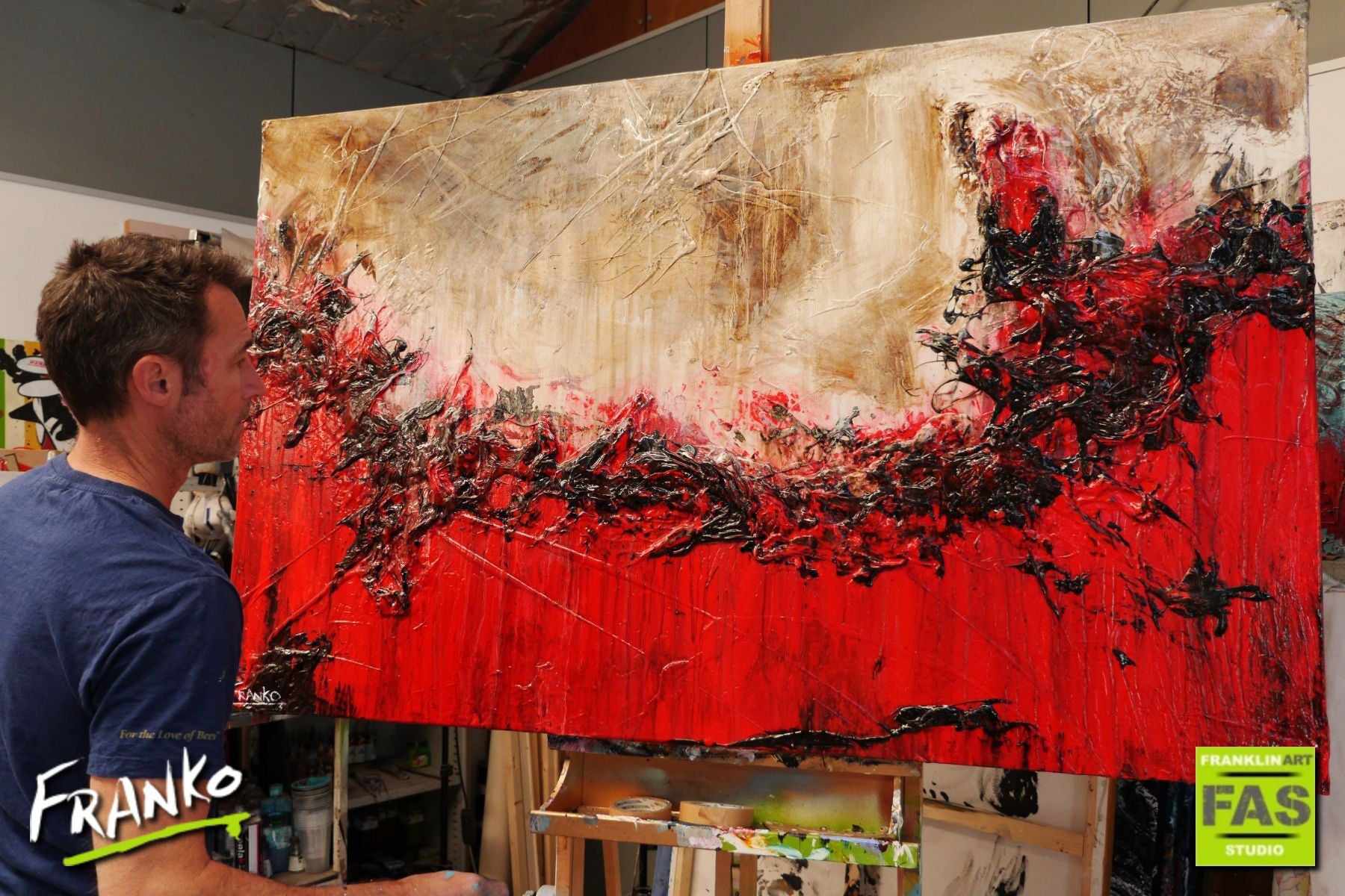 Scarlet Jazz 160cm x 100cm Brown Red Textured Abstract Painting (SOLD)-Abstract-[Franko Artist]-[Gold Coast]-[Brisbane]-[Huge]-Franklin Art Studio