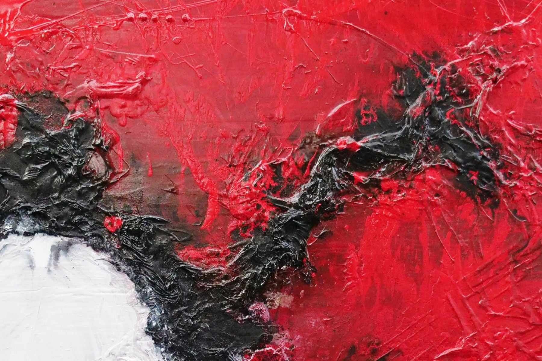 Scarlett Chemistry 120cm x 150cm Black White Red Textured Abstract Painting-Abstract-Franko-[franko_art]-[beautiful_Art]-[The_Block]-Franklin Art Studio