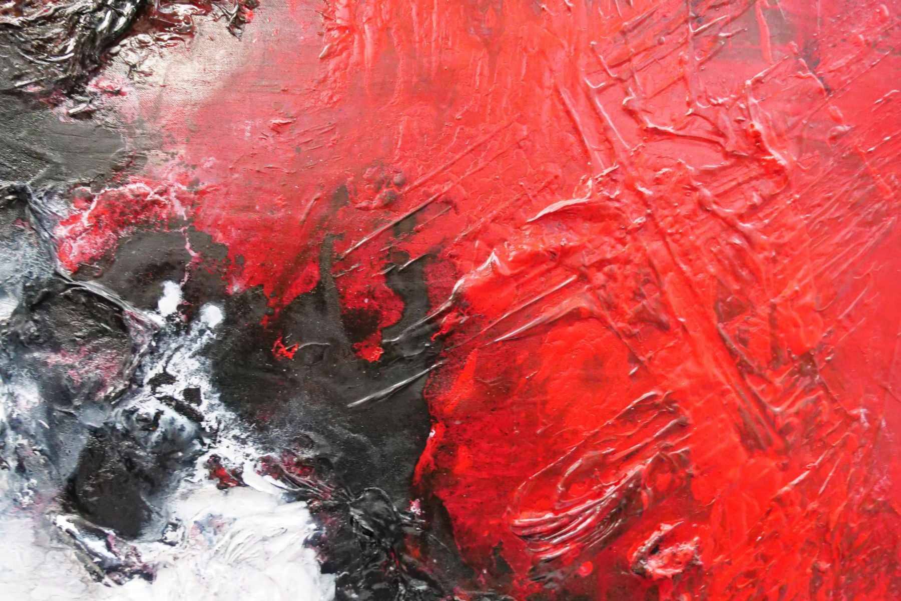 Scarlett Chemistry 120cm x 150cm Black White Red Textured Abstract Painting