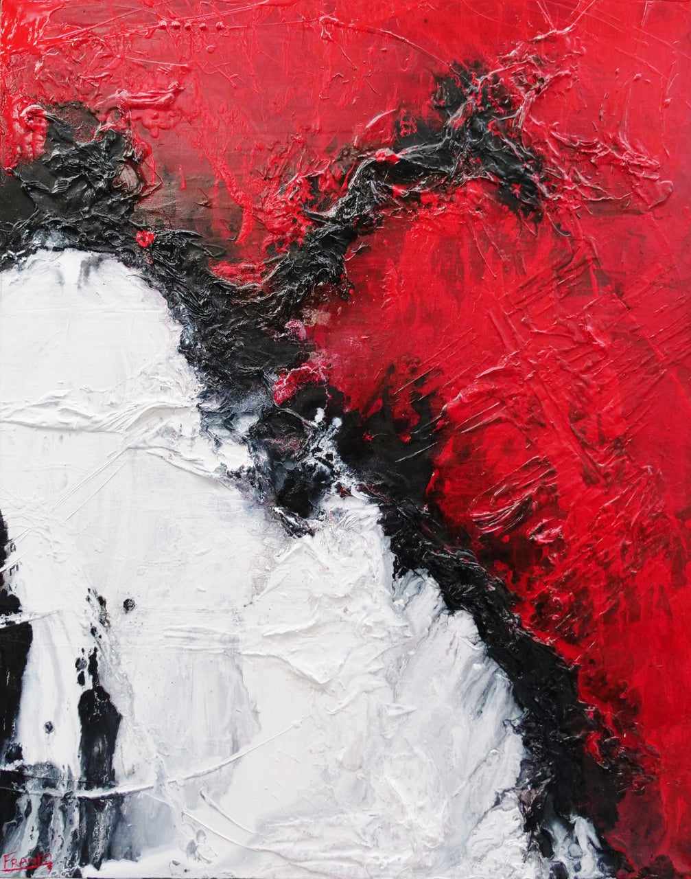 Scarlett Chemistry 120cm x 150cm Black White Red Textured Abstract Painting-Abstract-[Franko]-[Australian Artist]-[Large]-[Popular]-Franklin Art Studio