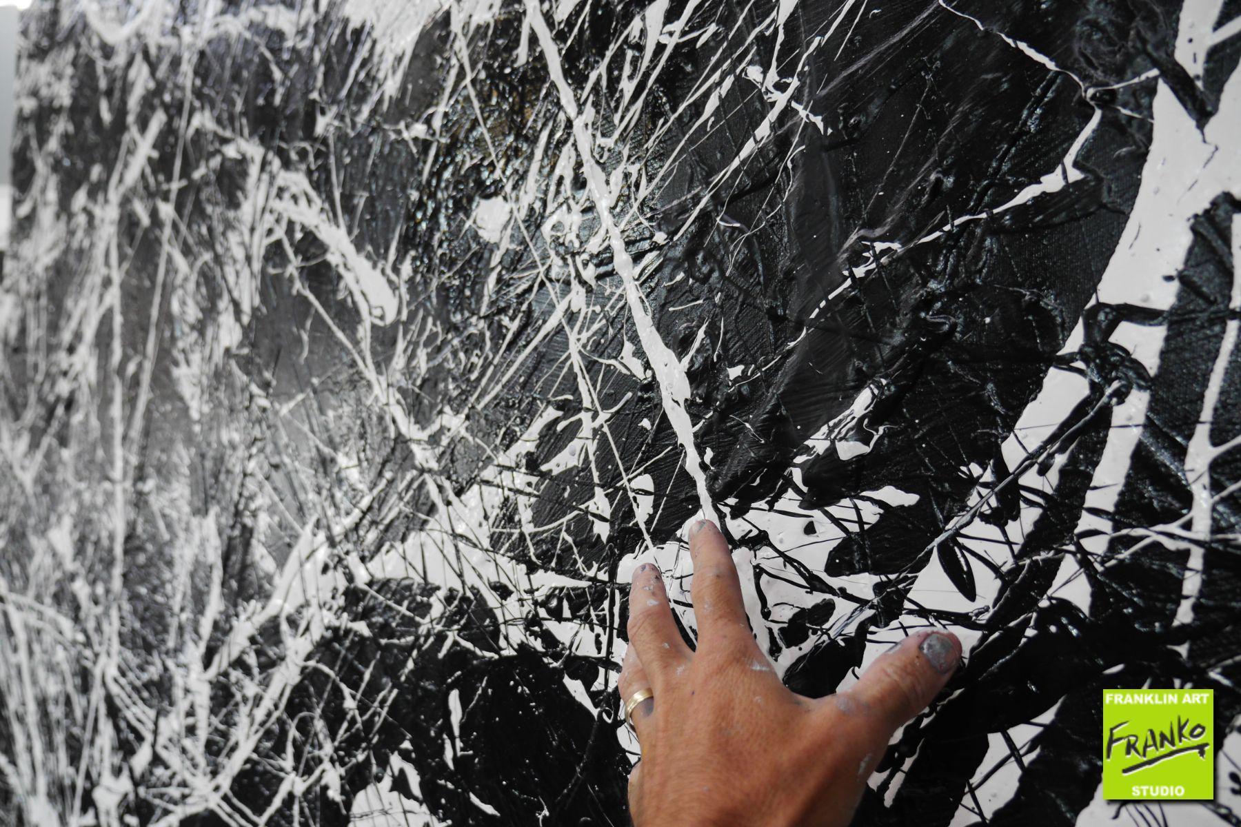 Scatter Brain 150cm x 250cm Black White Textured Abstract Painting (SOLD)
