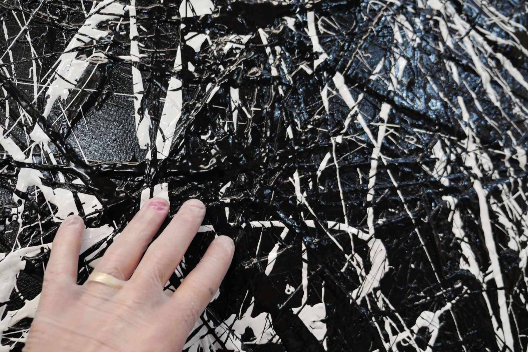 Scatter Brainer 240cm x 100cm Black White Minimalist Textured Abstract Painting (SOLD)