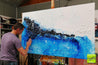 Sea Ice 160cm x 100cm White Blue Textured Abstract Painting (SOLD)-Abstract-Franko-[franko_artist]-[Art]-[interior_design]-Franklin Art Studio
