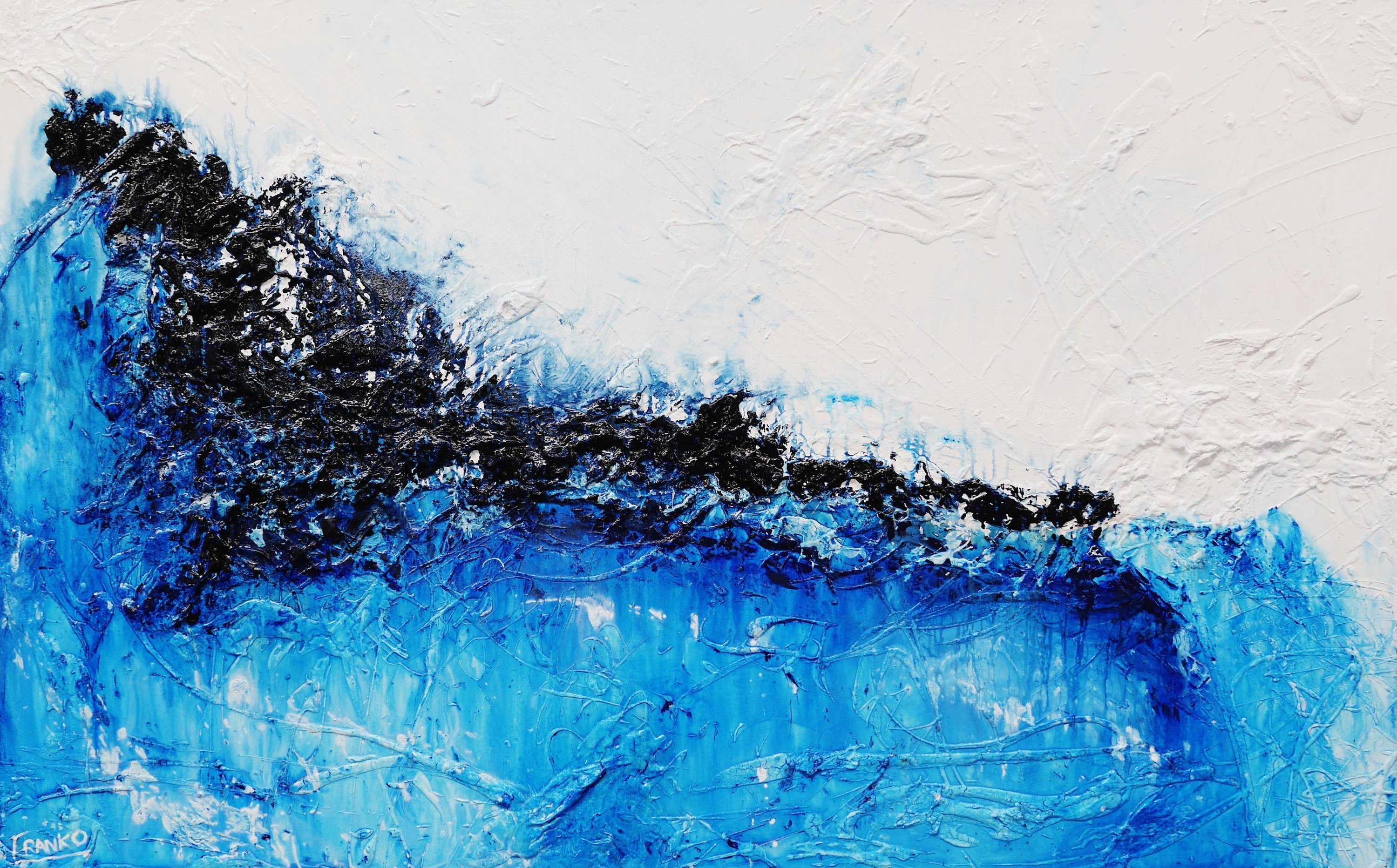 Sea Ice 160cm x 100cm White Blue Textured Abstract Painting (SOLD)-Abstract-Franko-[Franko]-[Australia_Art]-[Art_Lovers_Australia]-Franklin Art Studio