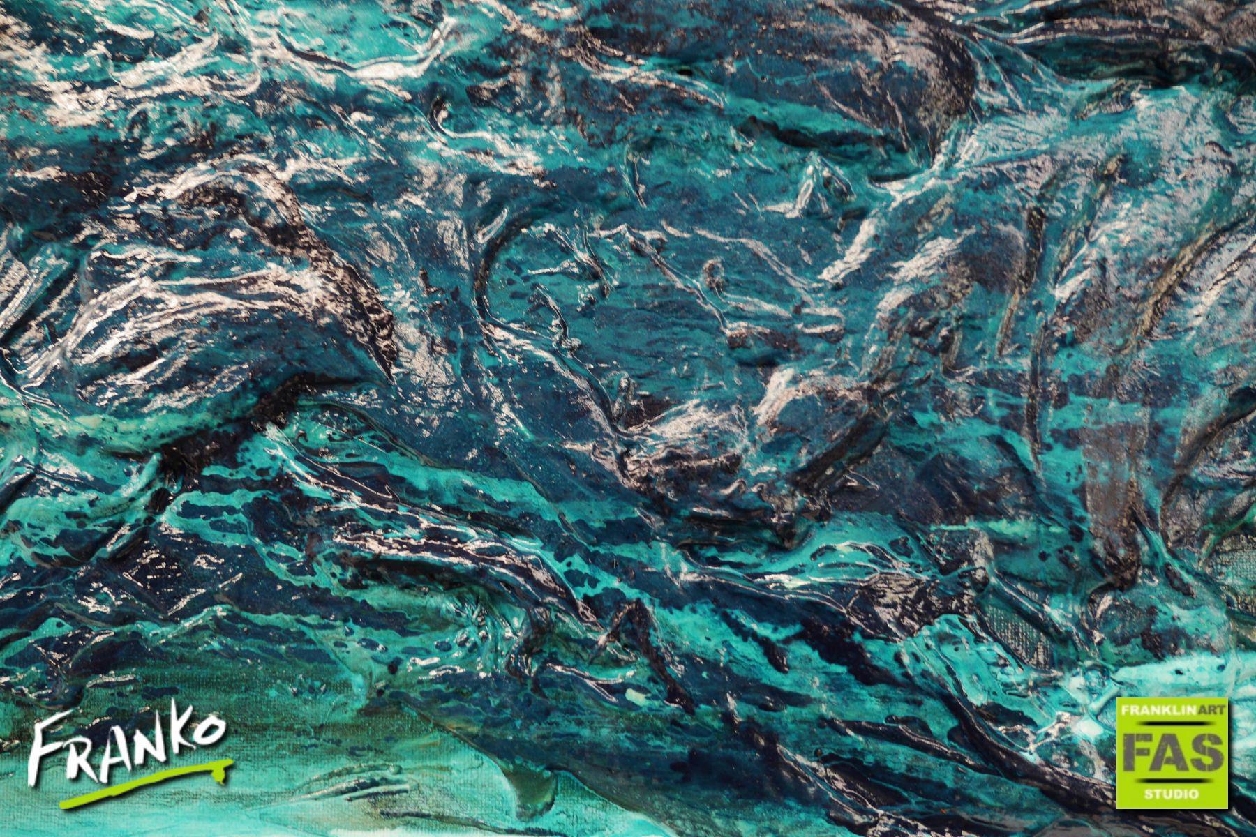 Seasoned Malt 200cm x 80cm Cream White Blue Textured Abstract Painting (SOLD)