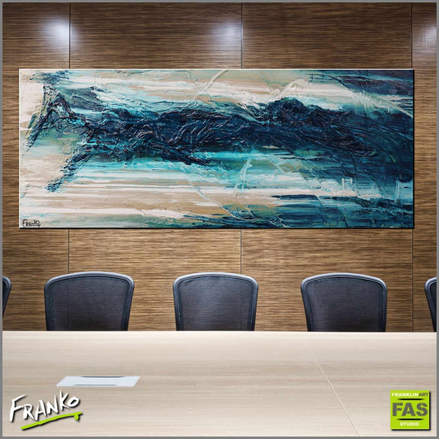 Seasoned Malt 200cm x 80cm Cream White Blue Textured Abstract Painting (SOLD)-Abstract-Franko-[huge]-[Australian]-[best Selling]-Franklin Art Studio