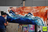 Serpentine 240cm x 100cm Red Oxide White Blue Textured Abstract Painting (SOLD)-Abstract-Franko-[franko_artist]-[Art]-[interior_design]-Franklin Art Studio