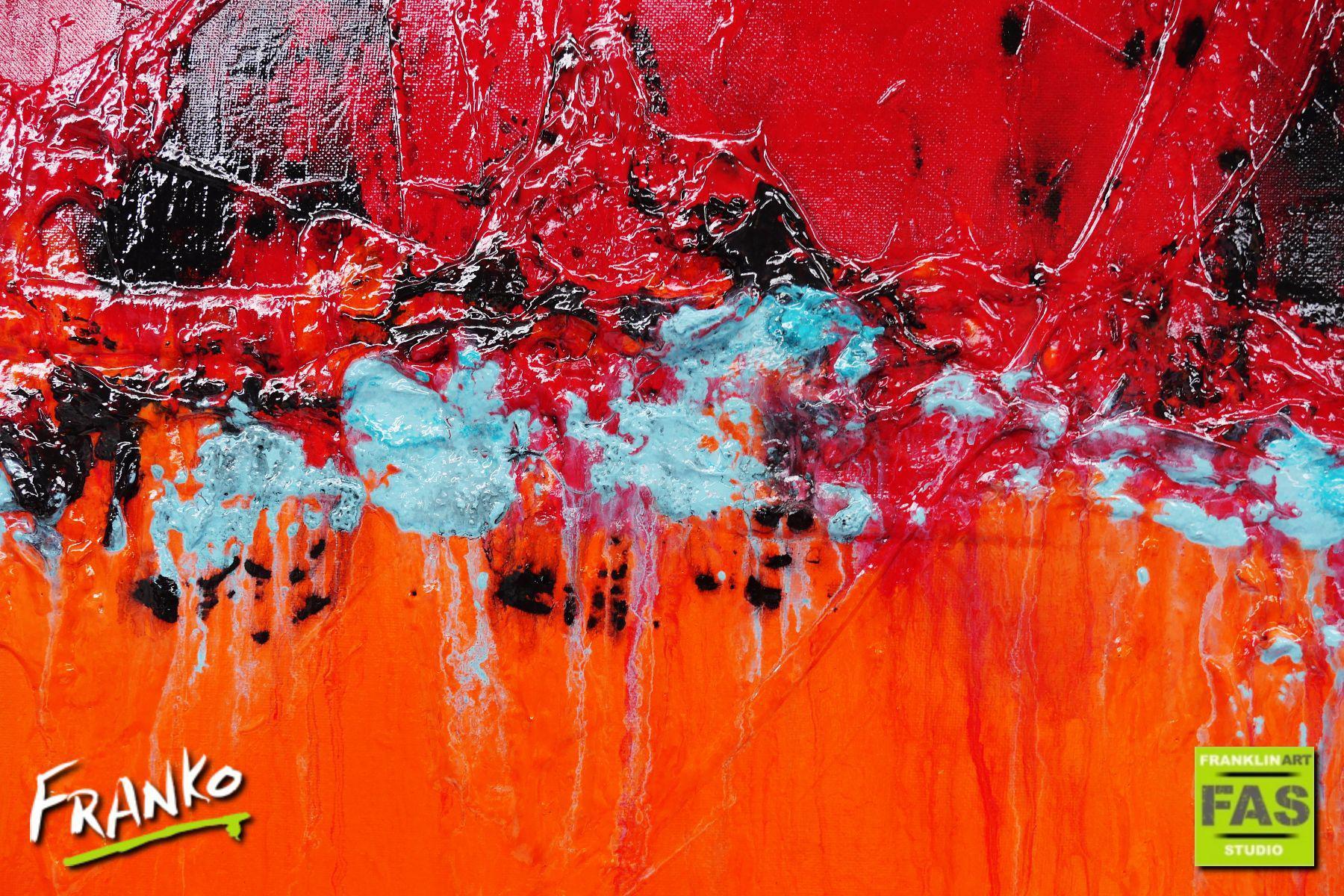 Setting Fire Orange 190cm x 100cm Red Orange Abstract Painting (SOLD)