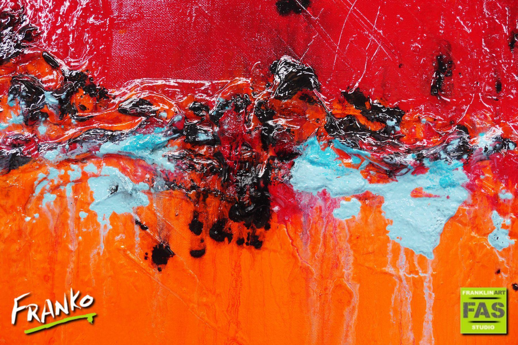 Setting Fire Orange 190cm x 100cm Red Orange Abstract Painting (SOLD)-abstract-[Franko]-[Artist]-[Australia]-[Painting]-Franklin Art Studio