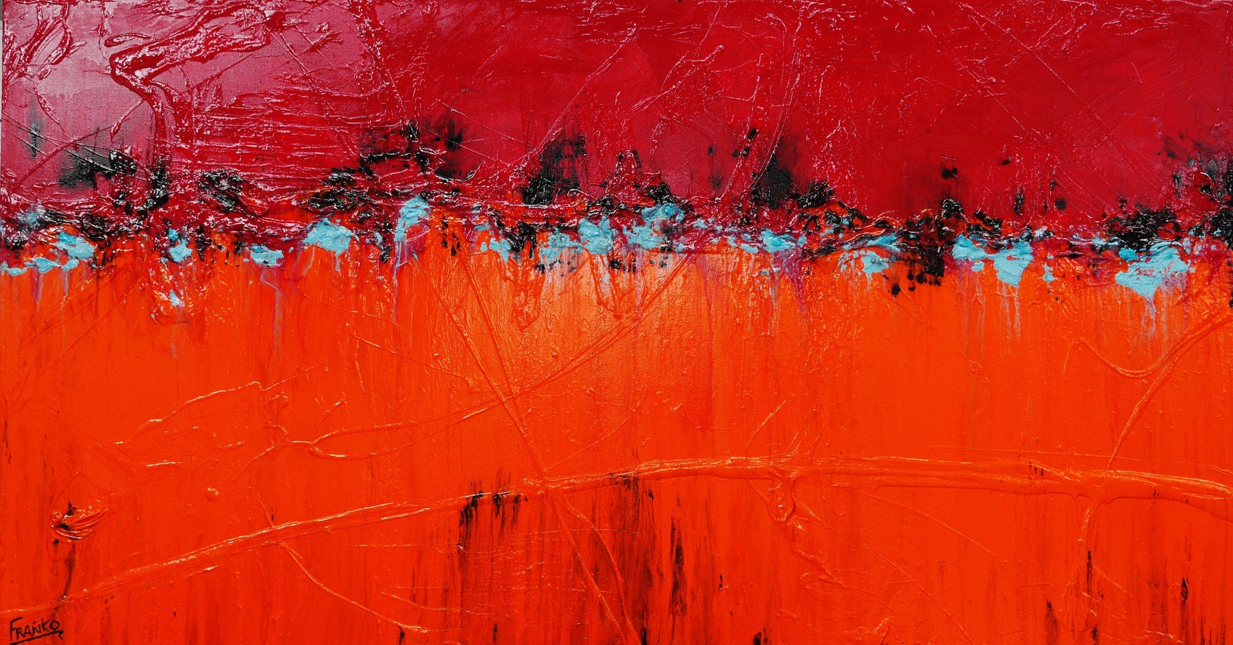 Setting Fire Orange 190cm x 100cm Red Orange Abstract Painting (SOLD)-abstract-Franko-[Franko]-[Australia_Art]-[Art_Lovers_Australia]-Franklin Art Studio