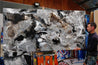 Shredded Chrome 240cm x 100cm Grey Textured Abstract Painting (SOLD)-Abstract-Franko-[franko_artist]-[Art]-[interior_design]-Franklin Art Studio