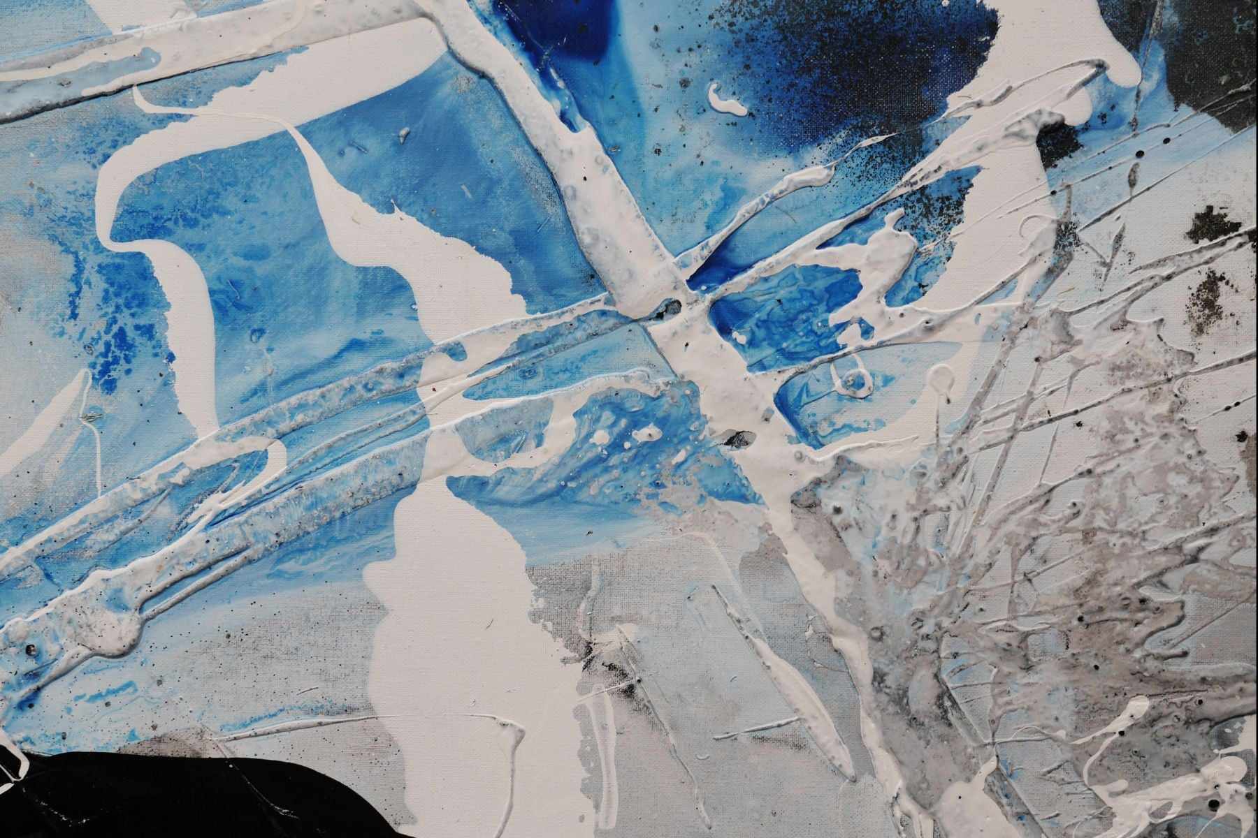 Shredded Powder 280cm x 170cm Blue Black White Textured Abstract Painting (SOLD)