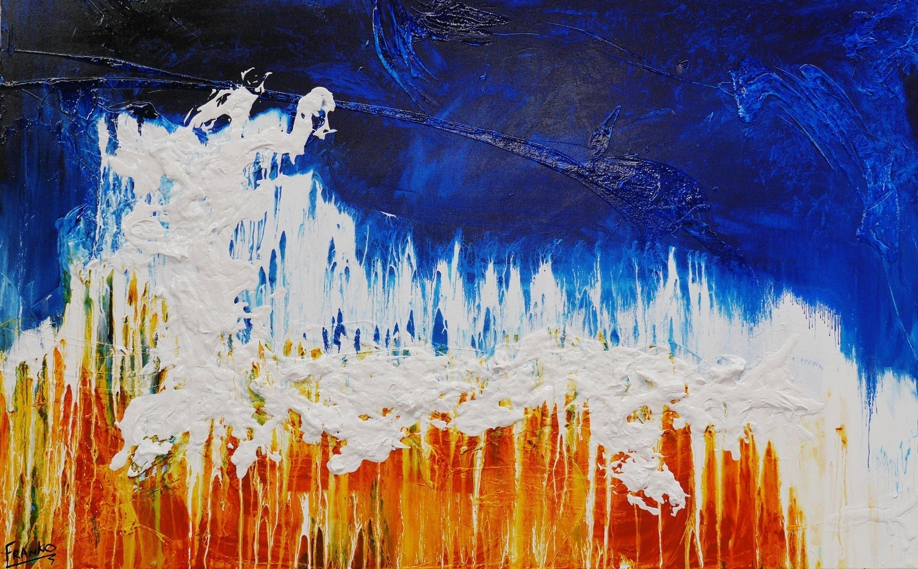 Sienna Blue 160cm x 100cm Sienna and Blue Abstract Painting (SOLD)-abstract-Franko-[Franko]-[Australia_Art]-[Art_Lovers_Australia]-Franklin Art Studio