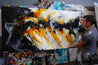 Sienna Candy 190cm x 100cm Sienna Black White Textured Abstract Painting (SOLD)-Abstract-Franko-[franko_artist]-[Art]-[interior_design]-Franklin Art Studio