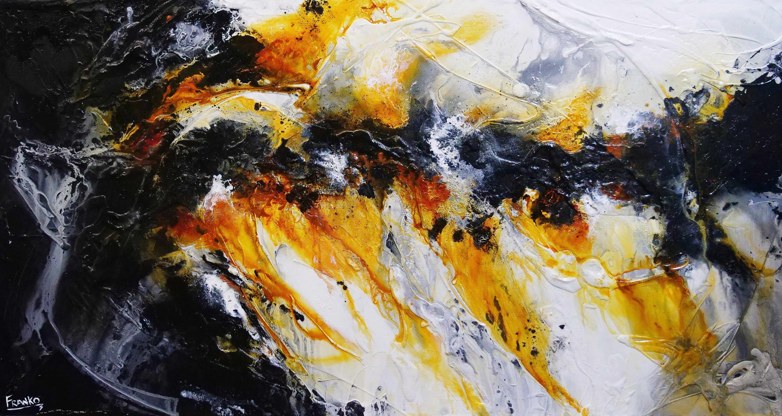 Sienna Candy 190cm x 100cm Sienna Black White Textured Abstract Painting (SOLD)-Abstract-[Franko ]-[Gallery]-[popular]-[Australia]-Franklin Art Studio