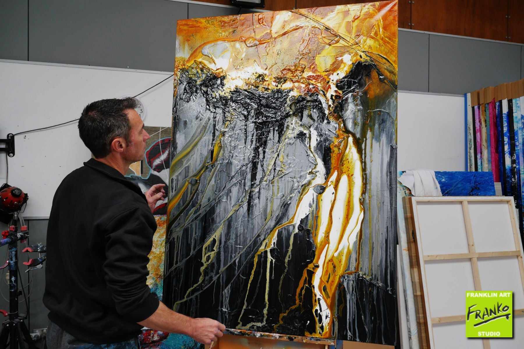 Sienna Classic 140cm x 100cm Sienna Black White Textured Abstract Painting (SOLD)-Abstract-[Franko Artist]-[Gold Coast]-[Brisbane]-[Huge]-Franklin Art Studio