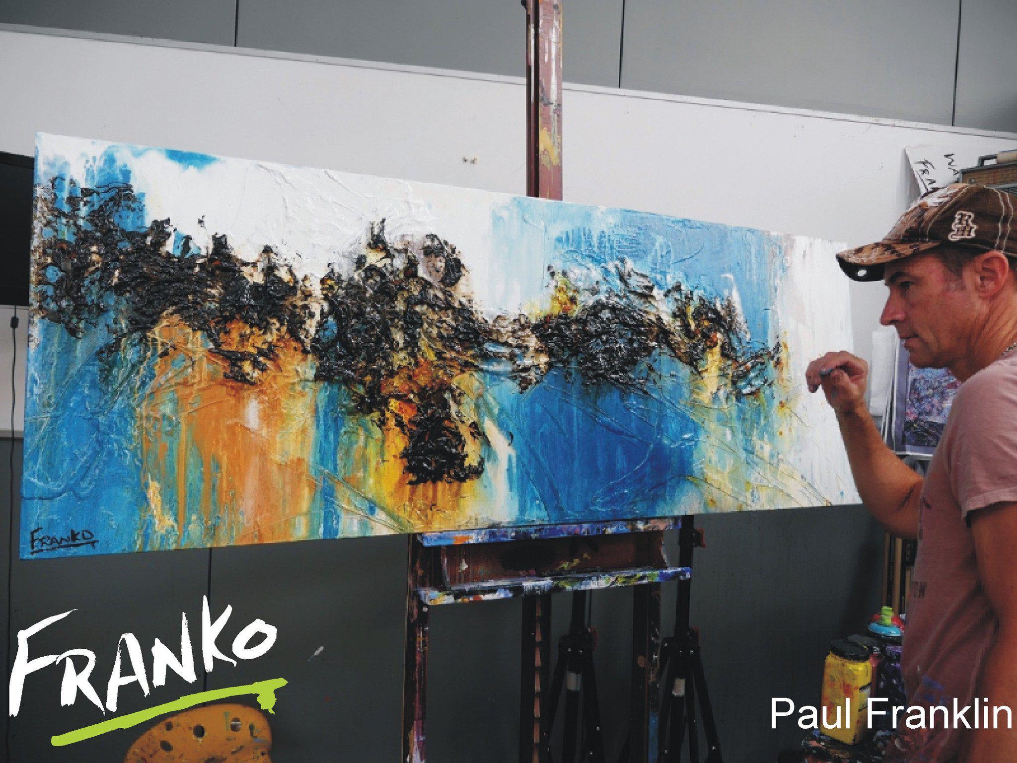 Sienna Drama 160cm x 60cm Blue and Sienna Abstract Painting (SOLD)-abstract-[Franko Artist]-[Gold Coast]-[Brisbane]-[Huge]-Franklin Art Studio