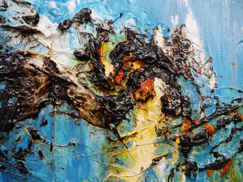 Sienna Drama 160cm x 60cm Blue and Sienna Abstract Painting (SOLD)