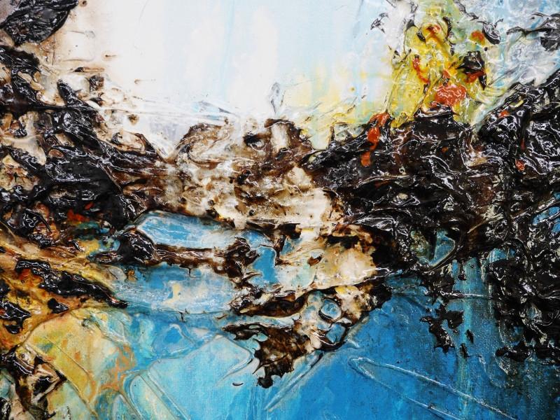 Sienna Drama 160cm x 60cm Blue and Sienna Abstract Painting (SOLD)