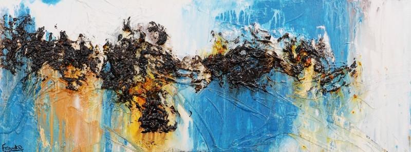 Sienna Drama 160cm x 60cm Blue and Sienna Abstract Painting (SOLD)-abstract-[Franko ]-[Gallery]-[popular]-[Australia]-Franklin Art Studio