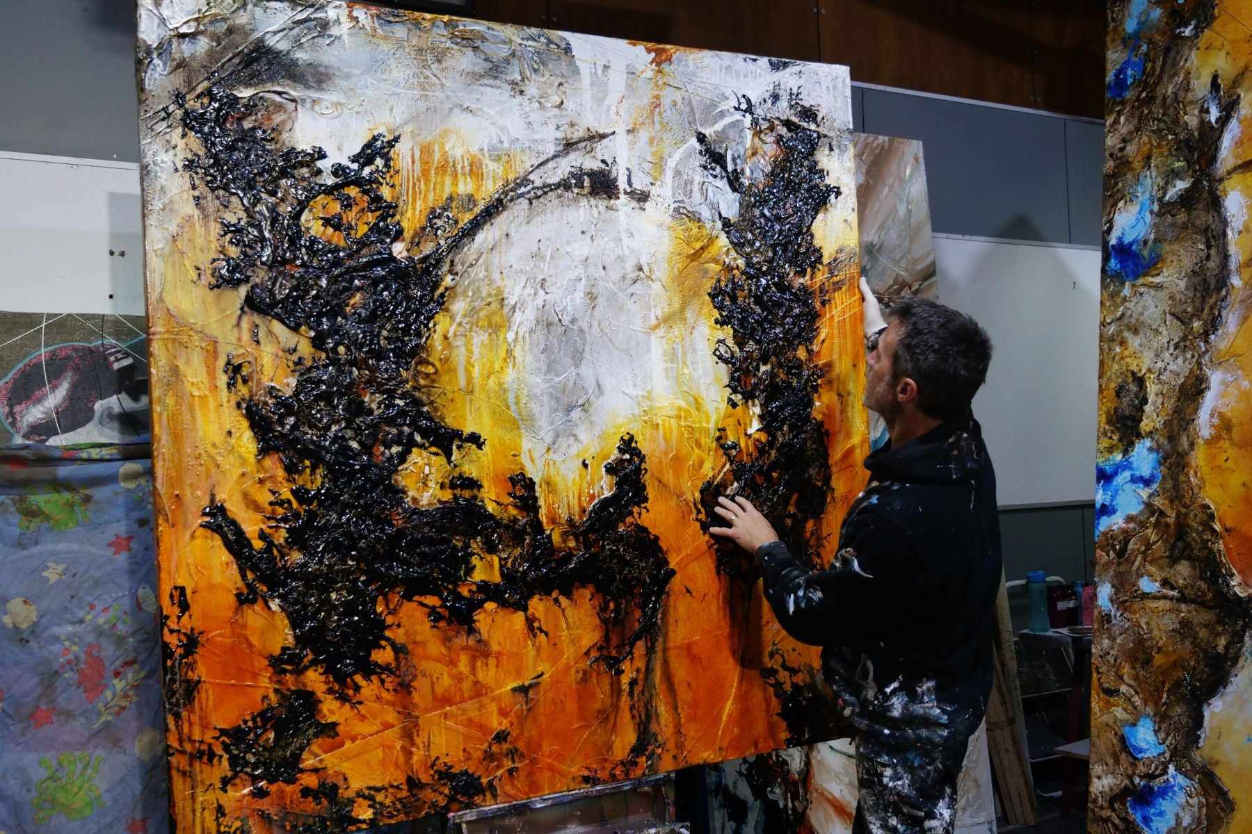 Sienna Dreaming 170cm x 170cm Sienna Black Textured Abstract Painting (SOLD)-Abstract-Franklin Art Studio-[franko_art]-[beautiful_Art]-[The_Block]-Franklin Art Studio