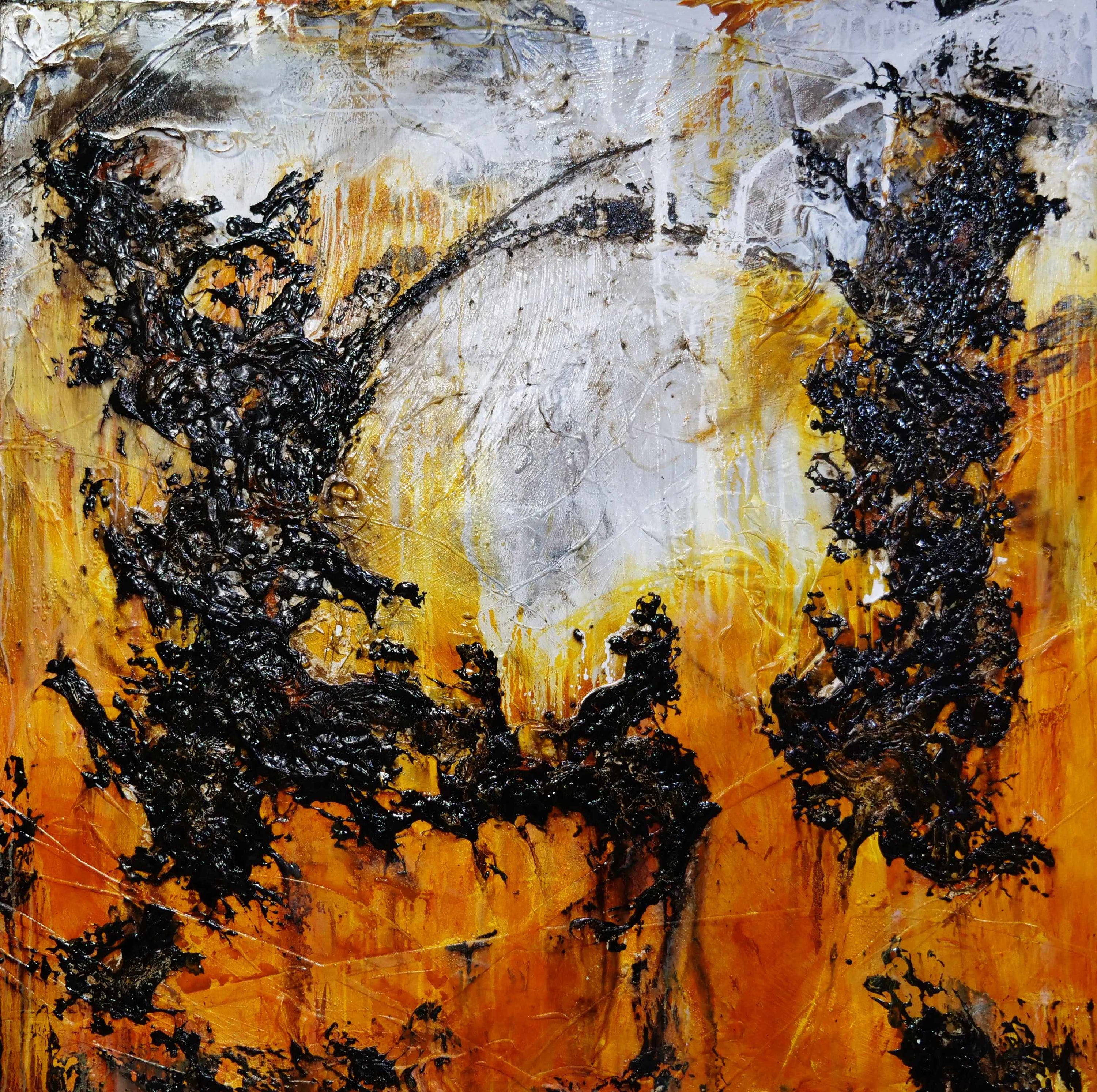 Sienna Dreaming 170cm x 170cm Sienna Black Textured Abstract Painting (SOLD)-Abstract-Franklin Art Studio-[Franko]-[Australia_Art]-[Art_Lovers_Australia]-Franklin Art Studio