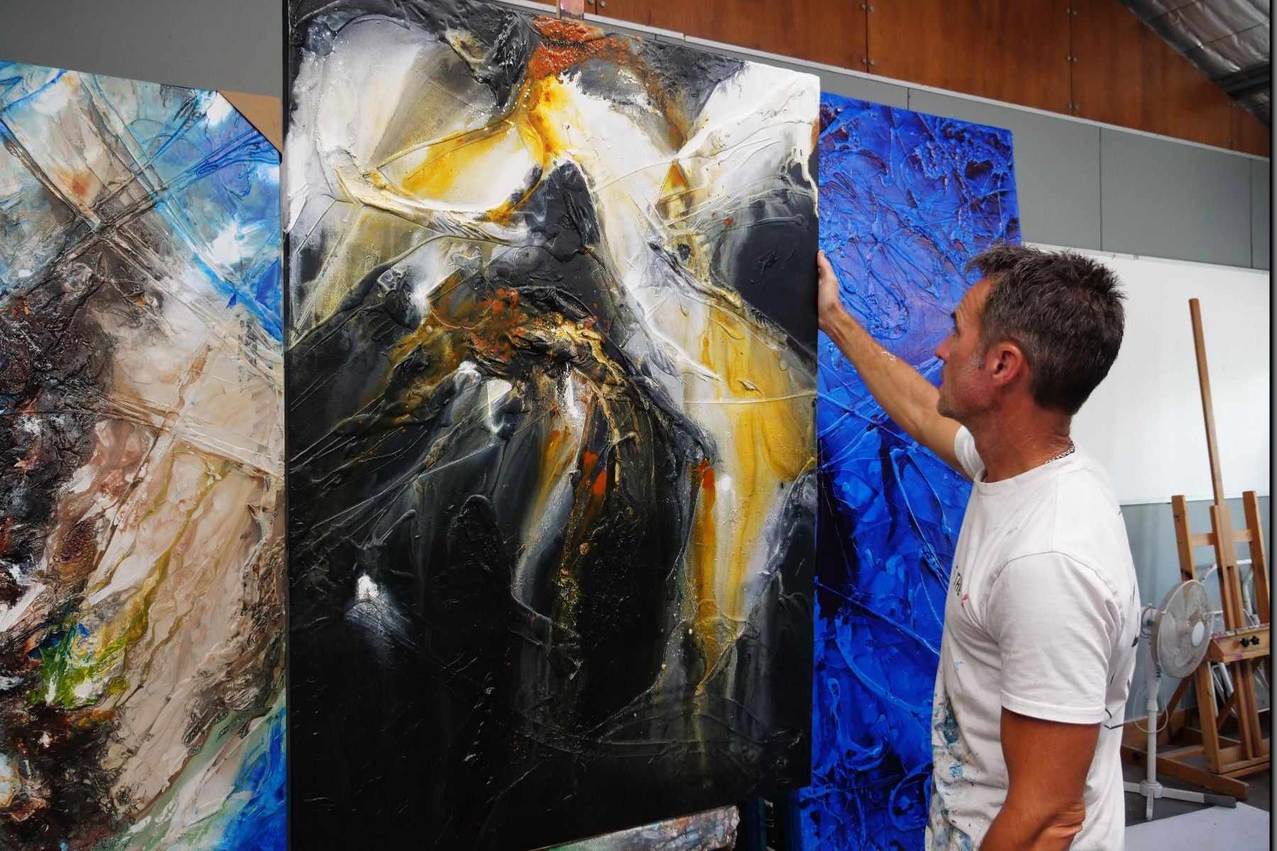 Sienna Echo 140cm x 100cm Sienna Black Textured Abstract Painting-Abstract-Franko-[franko_art]-[beautiful_Art]-[The_Block]-Franklin Art Studio