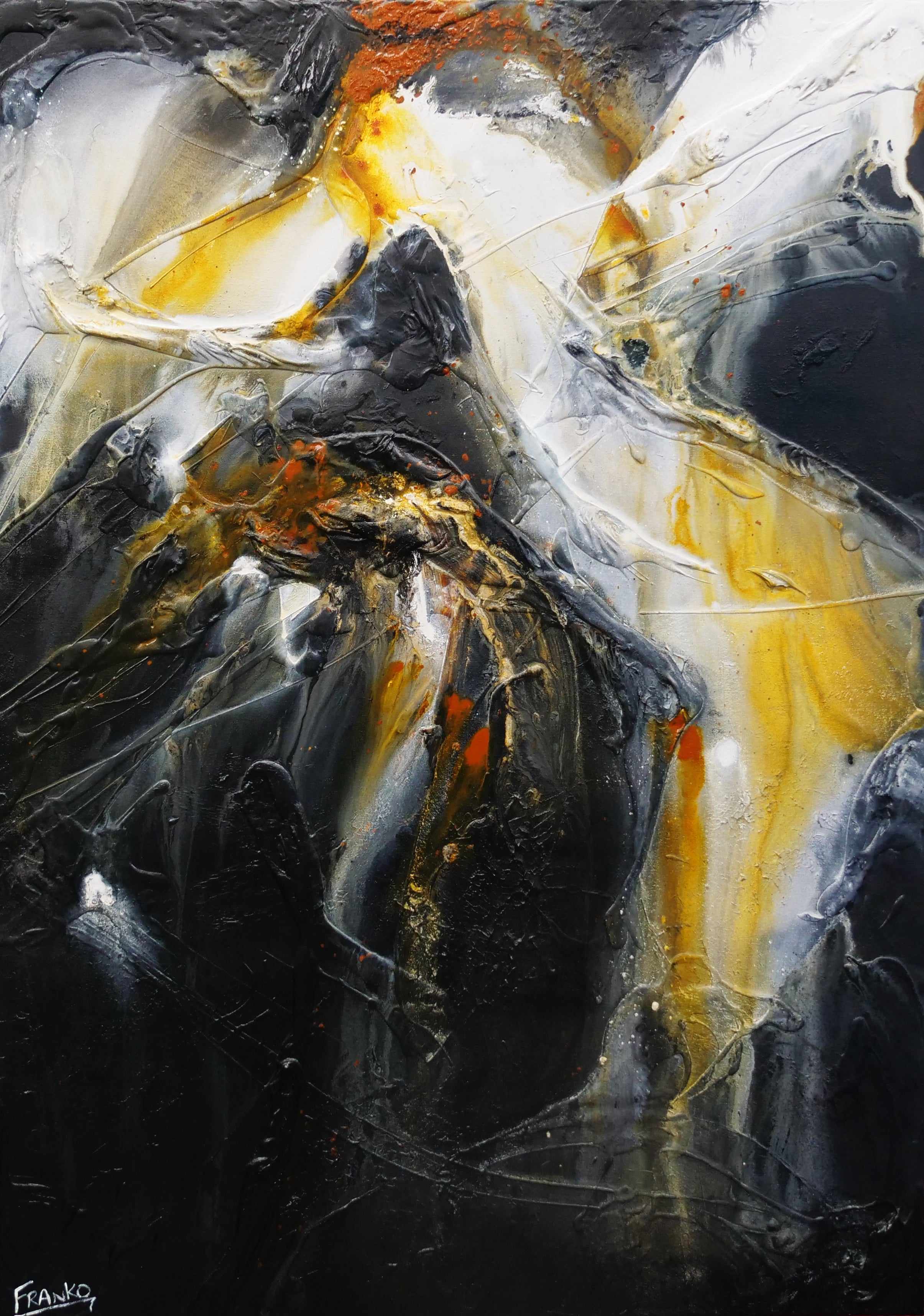 Sienna Echo 140cm x 100cm Sienna Black Textured Abstract Painting-[Artist]-[Franko]-[Huge]-[Australia]-Franklin Art Studio