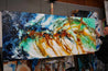 Sienna Grace 240cm x 100cm Blue Green Sienna Textured Abstract Painting (SOLD)-Abstract-Franko-[franko_artist]-[Art]-[interior_design]-Franklin Art Studio
